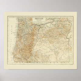 Poster Mapa antigo de Oregon