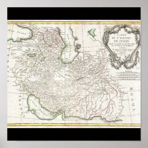 Poster Mapa antigo de Persia Irã, de Afeganistão, & de