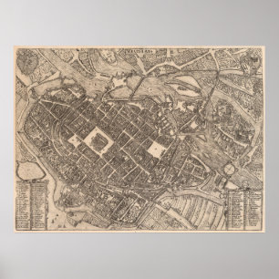 Poster Mapa antigo de Polônia Wroclaw (1588) Vintage Bre