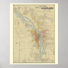 Pôster Mapa antigo de Portland, Oregon