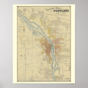 Pôster Mapa antigo de Portland, Oregon