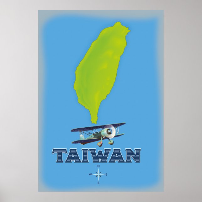 Poster Mapa Antigo de Taiwan (Frente)