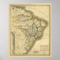 Mapa antigo do Brasil em 1821