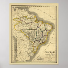 Pôster Mapa antigo do Brasil em 1821