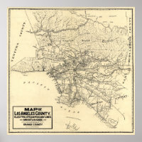 Mapa Antigo do Condado de Los Angeles, Califórnia