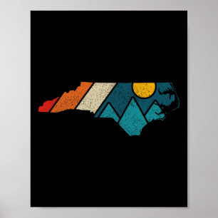 Poster Mapa Antigo do Estado da Carolina do Norte Montanh