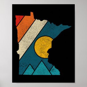 Poster Mapa Antigo do Estado de Minnesota Montanhas Camin