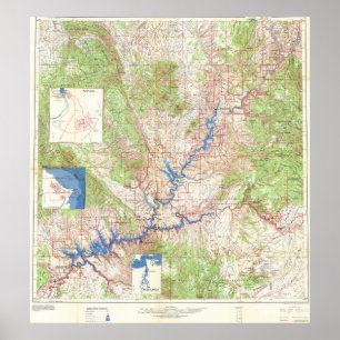 Poster Mapa Antigo do Grand Canyon de Yellowstone 1969