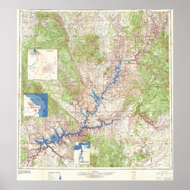 Poster Mapa Antigo do Grand Canyon de Yellowstone 1969 (Frente)