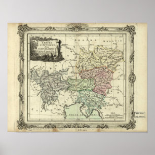 Poster Mapa antigo do império romano santamente, Áustri