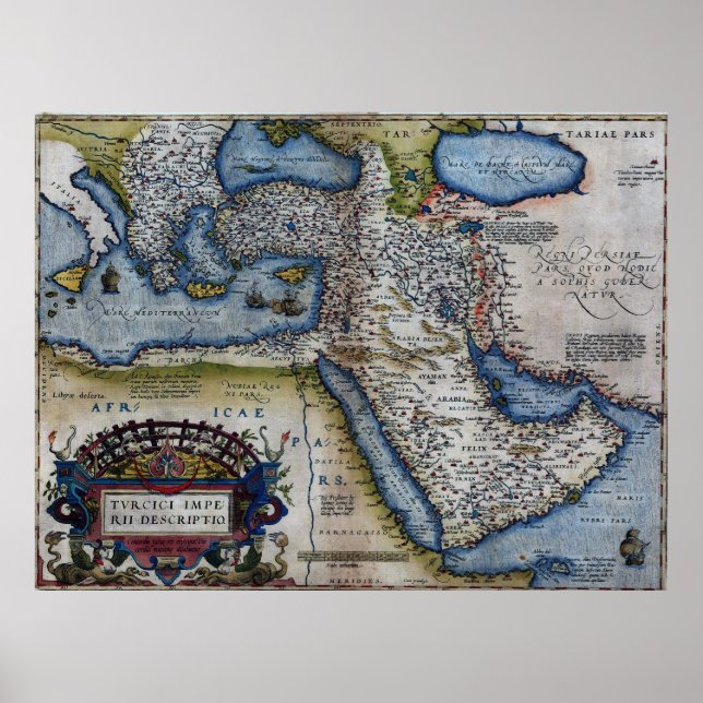 Poster Mapa antigo do Médio Oriente (Frente)