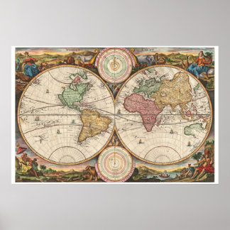 Pôster Mapa antigo do mundo