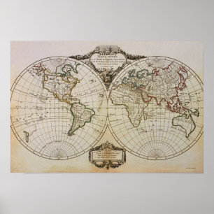 Pôster Mapa antigo do mundo
