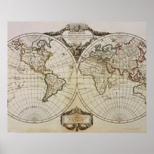 Pôster Mapa antigo do mundo