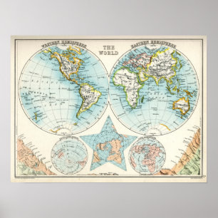 Poster Mapa antigo do mundo