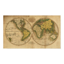 Mapa antigo do mundo - 1795