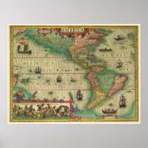 Mapa Antigo do Mundo das Américas, 1606