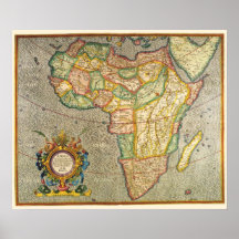 Mapa Antigo do Mundo Mercator da África, 1633