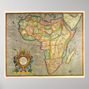 Pôster Mapa Antigo do Mundo Mercator da África, 1633