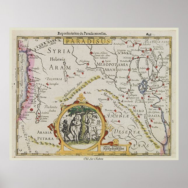 Poster Mapa antigo do 'Paraíso' (Frente)