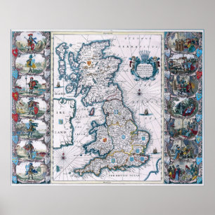 Poster Mapa antigo do século XVII