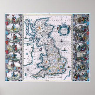 Poster Mapa antigo do século XVII