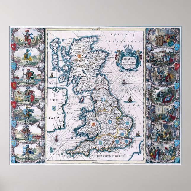 Poster Mapa antigo do século XVII (Frente)