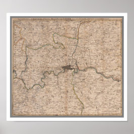 Pôster Mapa antigo do século XVIII de Londres
