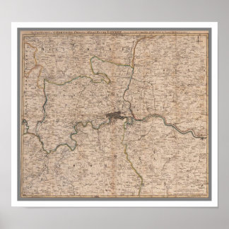 Pôster Mapa antigo do século XVIII de Londres