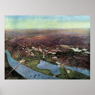Pôster Mapa antigo do Washington DC e do Rio Potomac