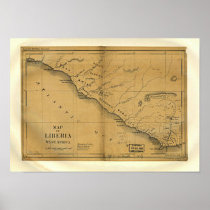 Pôster Mapa antigo dos 1830's de Liberia, África