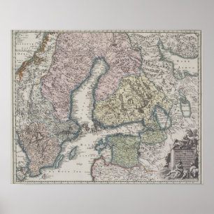 Poster Mapa antigo escandinavo