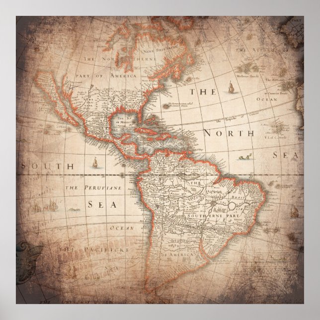 Poster Mapa Antigo Vintage (Frente)