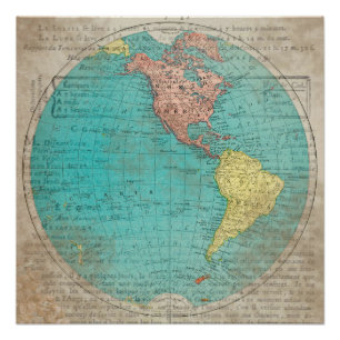 Pôster Mapa Antigo Vintage