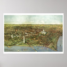 Mapa antigo, Vista Panorâmica de Washington DC