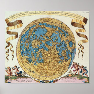 Pôster Mapa Antiquado Da Lua