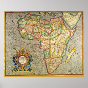 Pôster Mapa Antiquado do Mercador Mundial da África, 163