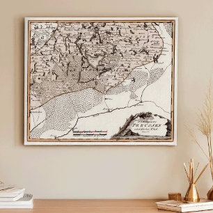 Poster Mapa Antiquado Prússia/Polônia Masuria Lago Sniard