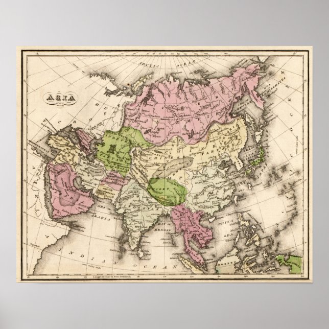 Pôster Mapa AsiáticoPanorâmicoÁsia 5 (Frente)