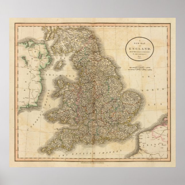 Pôster Mapa Atlas 2 da Inglaterra (Frente)