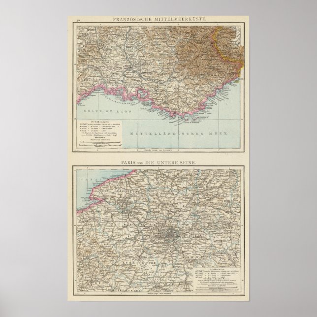 Pôster Mapa Atlas da França (Frente)