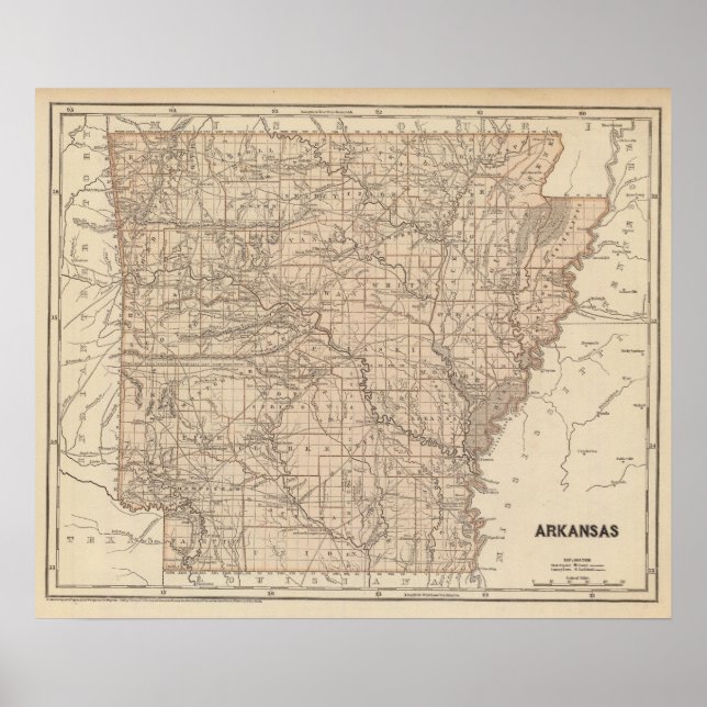 Pôster Mapa Atlas de Arkansas (Frente)