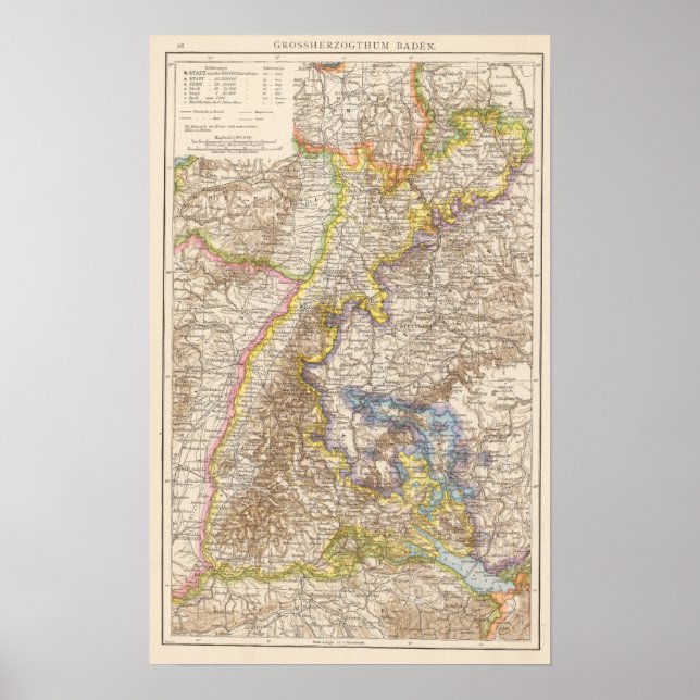 Pôster Mapa Atlas de Baden Alemanha (Frente)