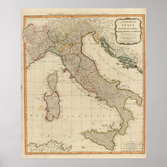 Pôster Mapa Atlas de cor italiana (Frente)