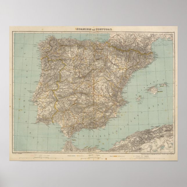 Poster Mapa Atlas De espanha E Portugal (Frente)