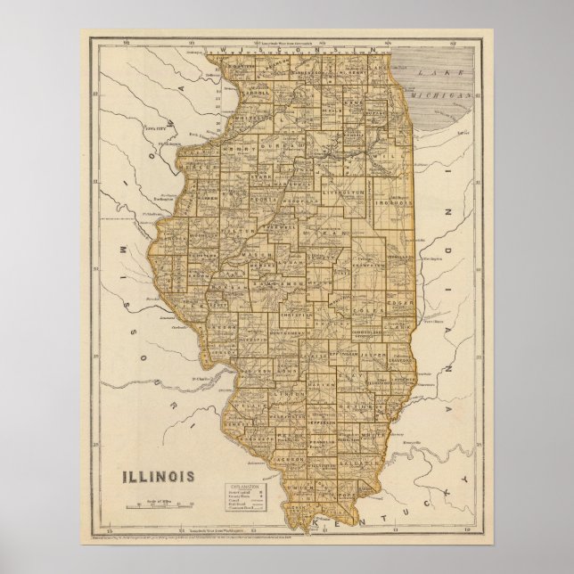 Poster Mapa Atlas de Illinois (Frente)