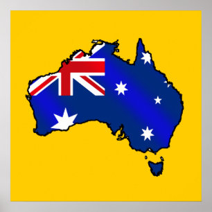 Poster Mapa australiano de presentes da bandeira de