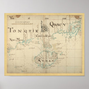 Pôster Mapa autêntico de 1690 piratas - tamanho maior