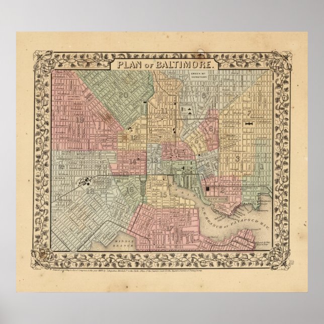Pôster Mapa Baltimore de Mitchell (Frente)