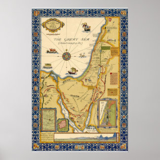 Poster Mapa Bíblico do Cartaz da Terra Santa